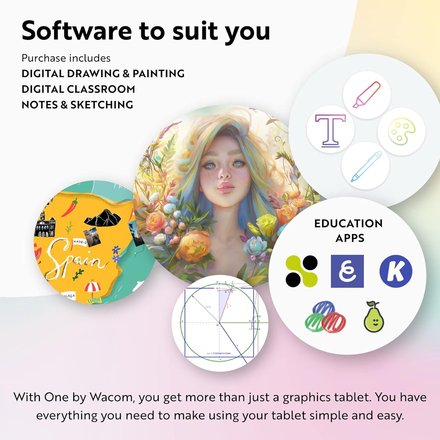 One by Student Drawing Tablet for Windows PC, Mac and Certified Works with Chromebook, Small